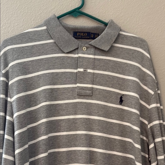 Polo by Ralph Lauren Gray and White Striped Polo Shirt - Picture 2 of 4